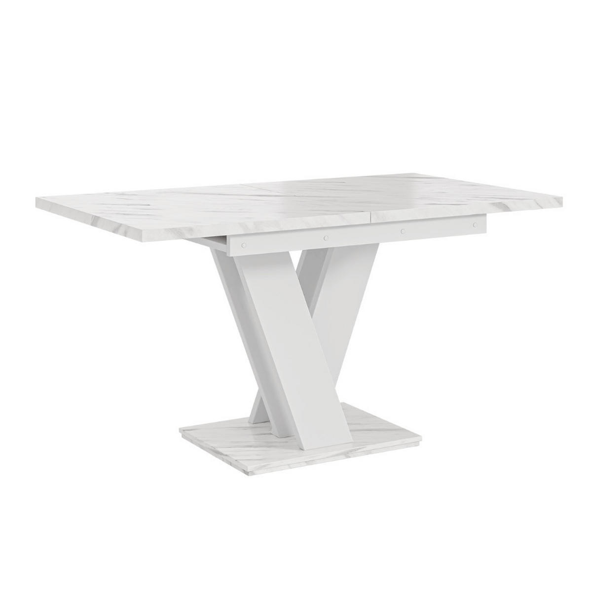 ESSTISCH Bianco Weiß Marmoptik Ausziehbar 120 - 160 cm - Weiß, Holzwerkstoff (120/80/75cm) - PROSPERO