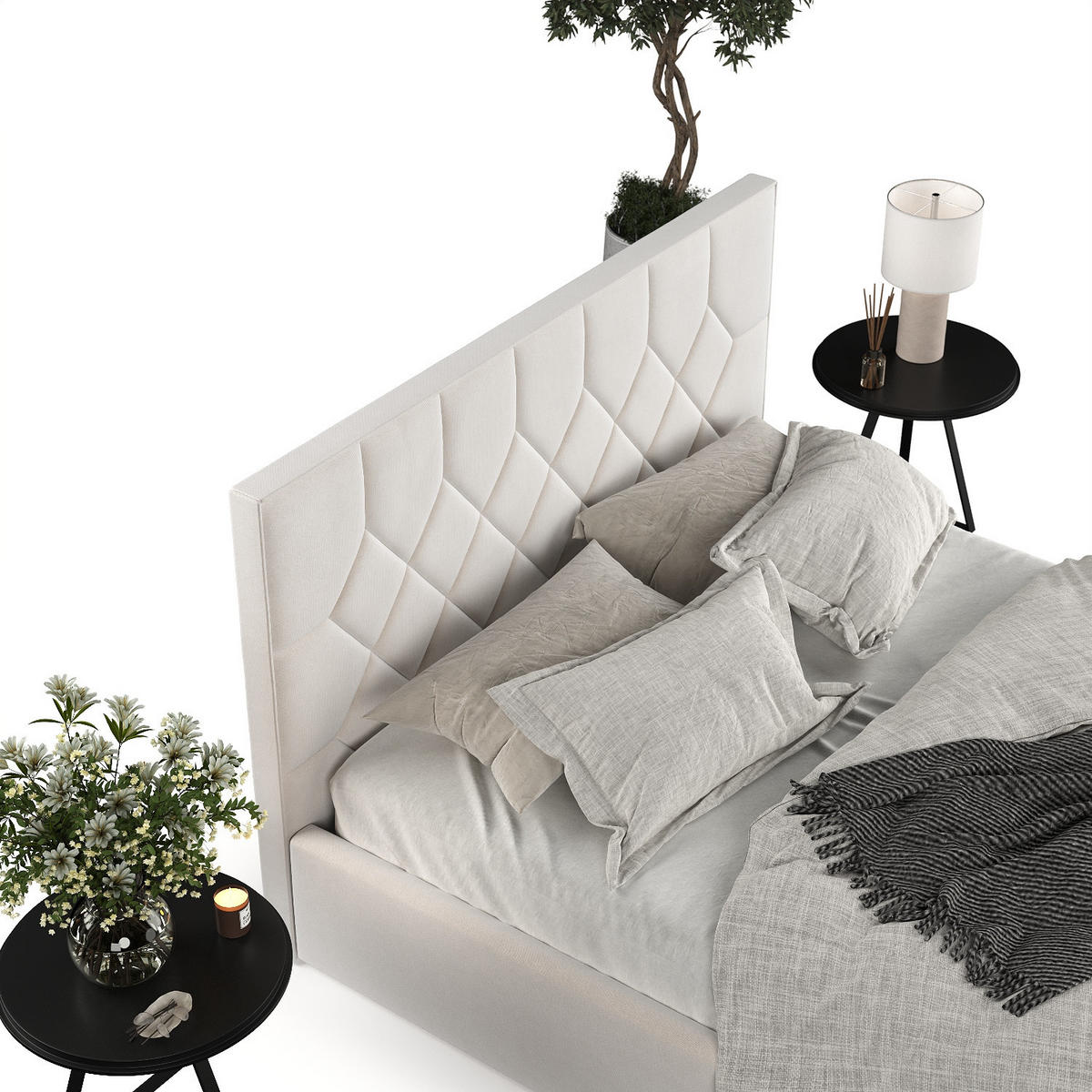 POLSTERBETT Brisa 140/200 cm Creme im Paros Stoff - Creme/Schwarz, Holz/Holzwerkstoff (140/200cm) - AltaBeds