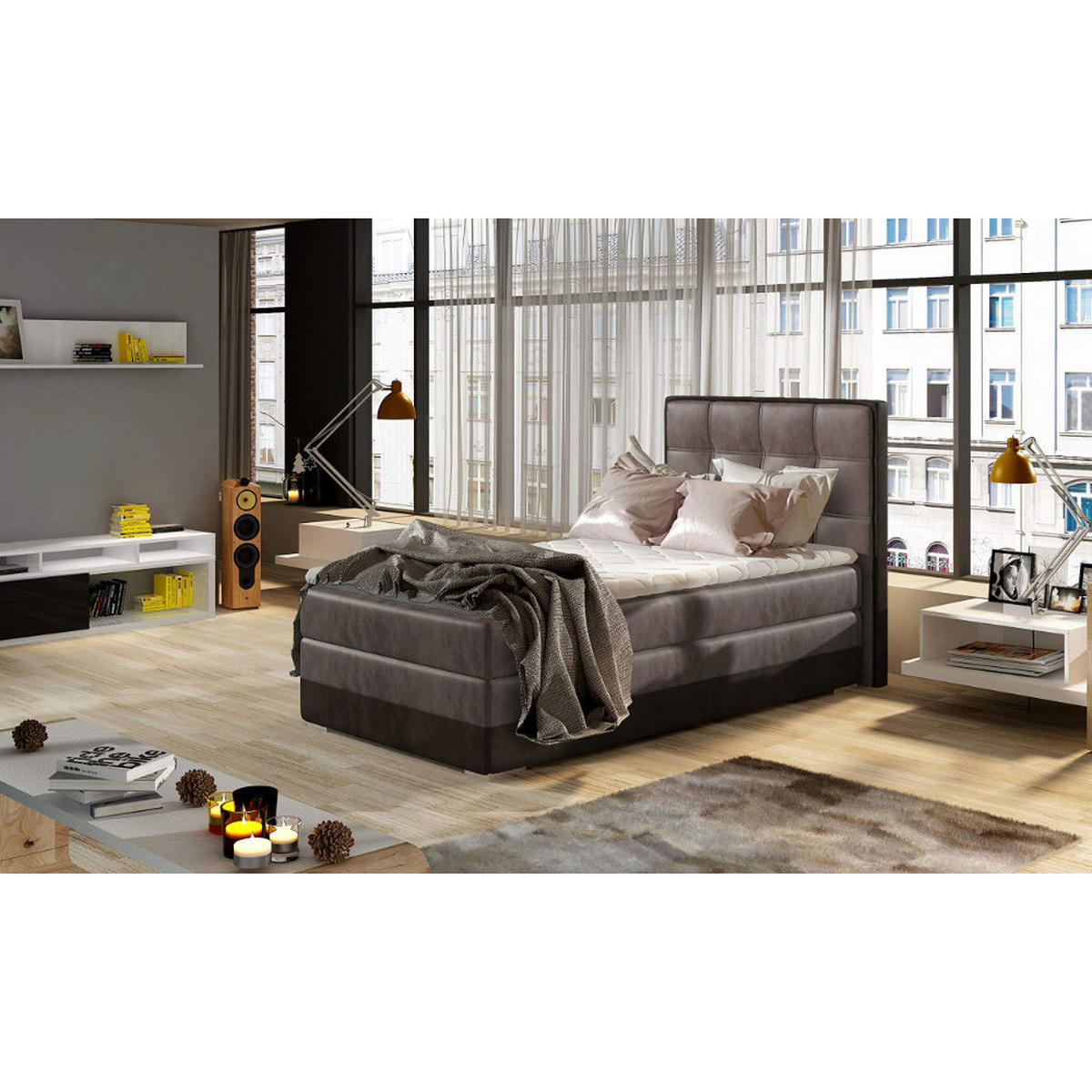 BOXBETT Aster 90x200 cm Bonellfederkern inkl - Hellbraun, Holz/Textil (90/200cm) - Best For Home