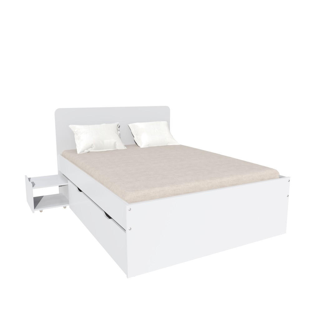DOPPELBETT ZENIA/ 140X190 + 2 Nachtisch + 2 Schublade- Weiß - Weiß, Holzwerkstoff (140/190cm) - Weber Industries