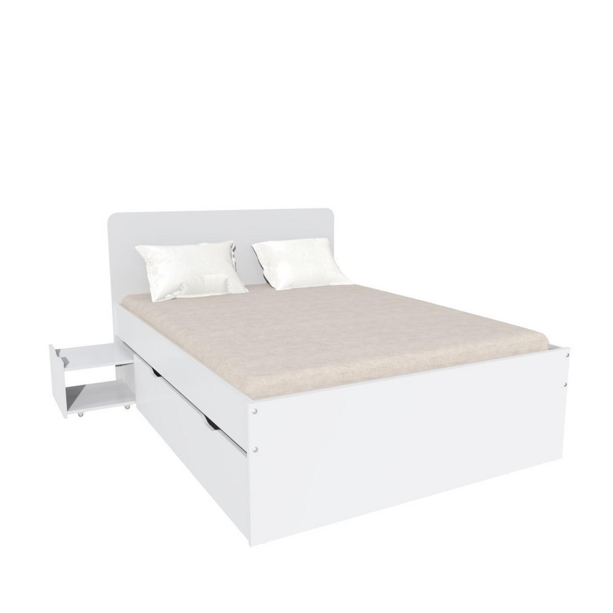 DOPPELBETT ZENIA/ 140X190 + 2 Nachtisch + 2 Schublade- Weiß - Weiß, Holzwerkstoff (140/190cm) - Weber Industries