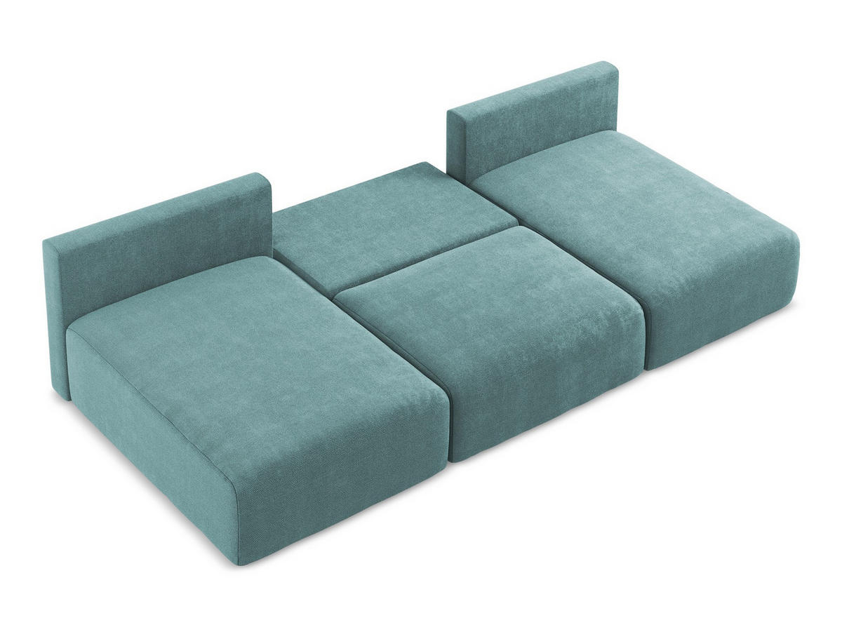 WOHNLANDSCHAFT Chenille Stoff Blau - Blau/Beige, Kunststoff/Textil (304/79/149cm) - Makamii