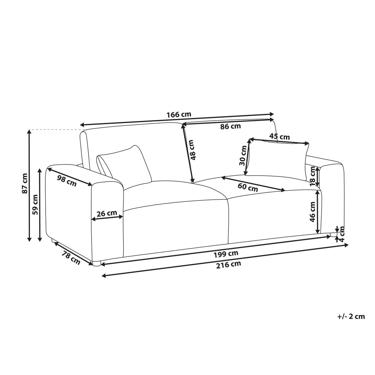3-SITZER-SOFA Cord Grau Sandora - Grau, Textil (216/87/98cm) - Beliani