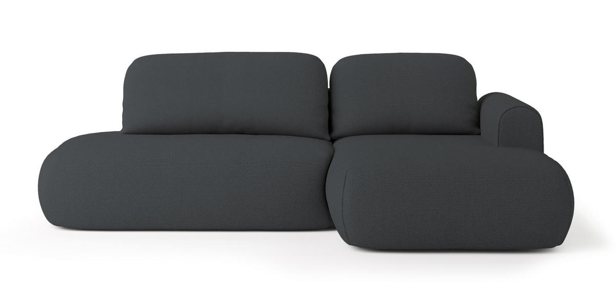 ECKSOFA NUVIRA R-S Graphitfarben Geflochtener Stoff mit Schlaffunktion - Graphitfarben, Holz (274/165cm) - MASSENO