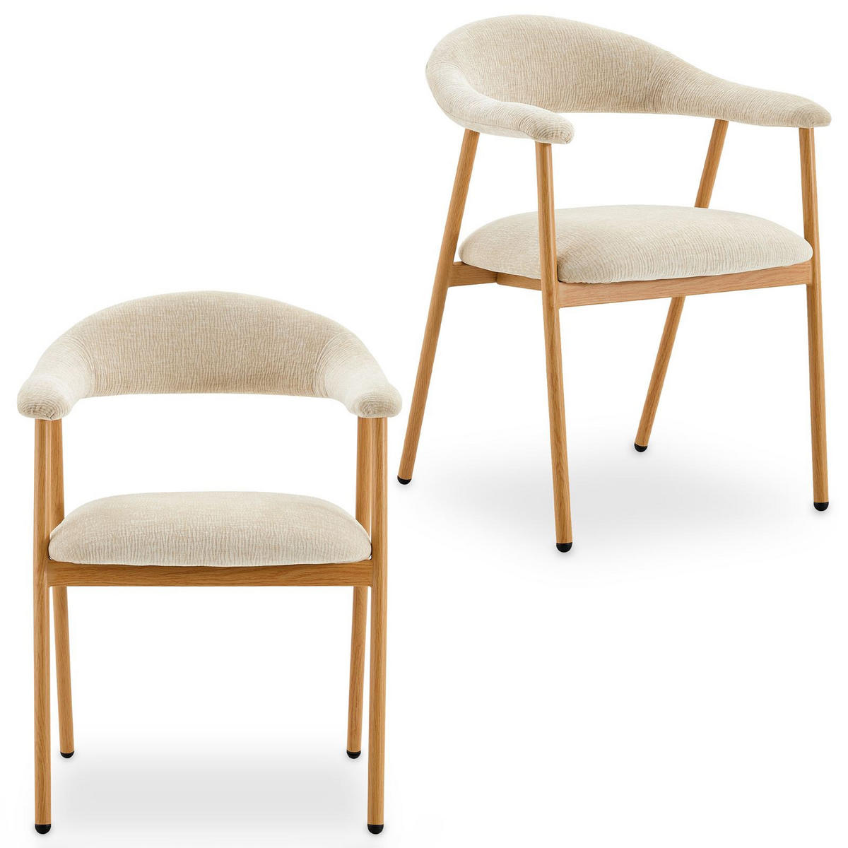 ESSZIMMERSTÜHLE ARLO 2er-Set cremeweiß - Creme, Textil (49/79/50cm) - IDIMEX