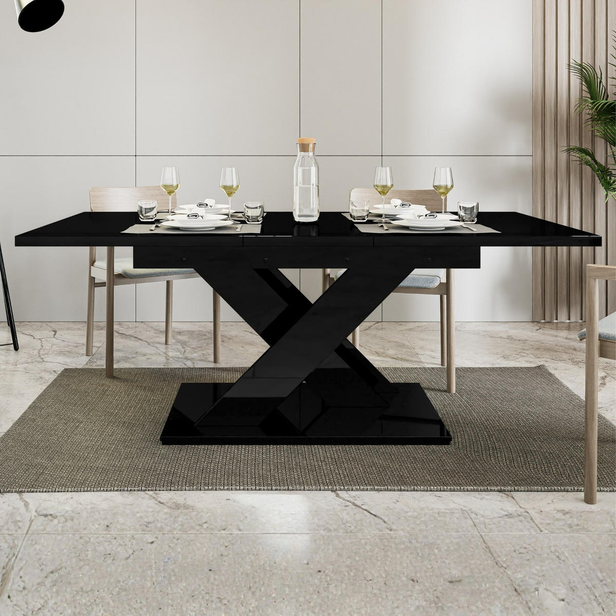 ESSTISCH Schwarz Hochglanz Ausziehbar 140 - 180 cm - Schwarz Hochglanz, Holzwerkstoff (140/80/75cm) - PROSPERO