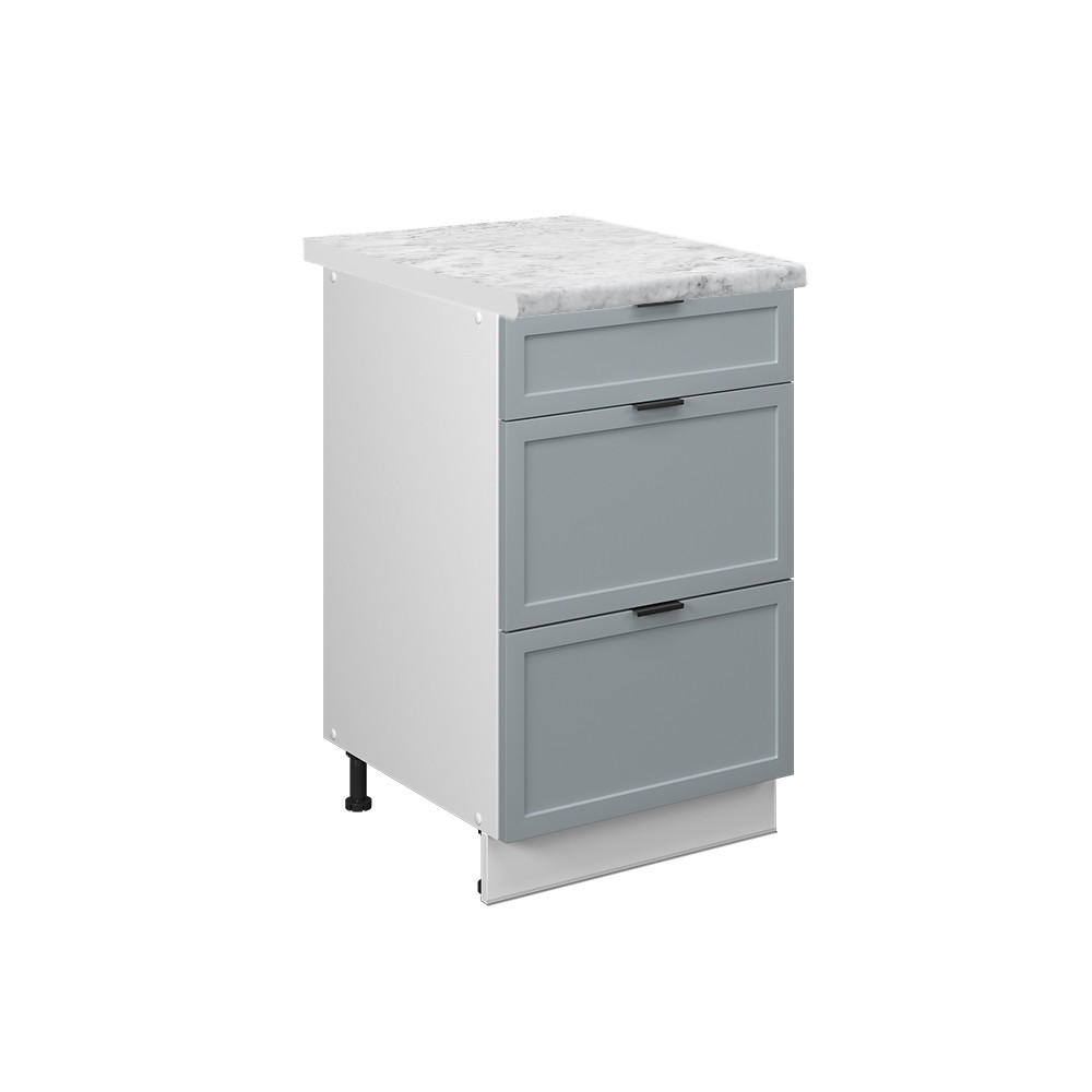 SCHUBLADENUNTERSCHRANK Fame-Line Hellblau-grau 50 cm, AP Marmor - Blaugrau/Weiß, Holzwerkstoff (50/82/60cm) - Vicco