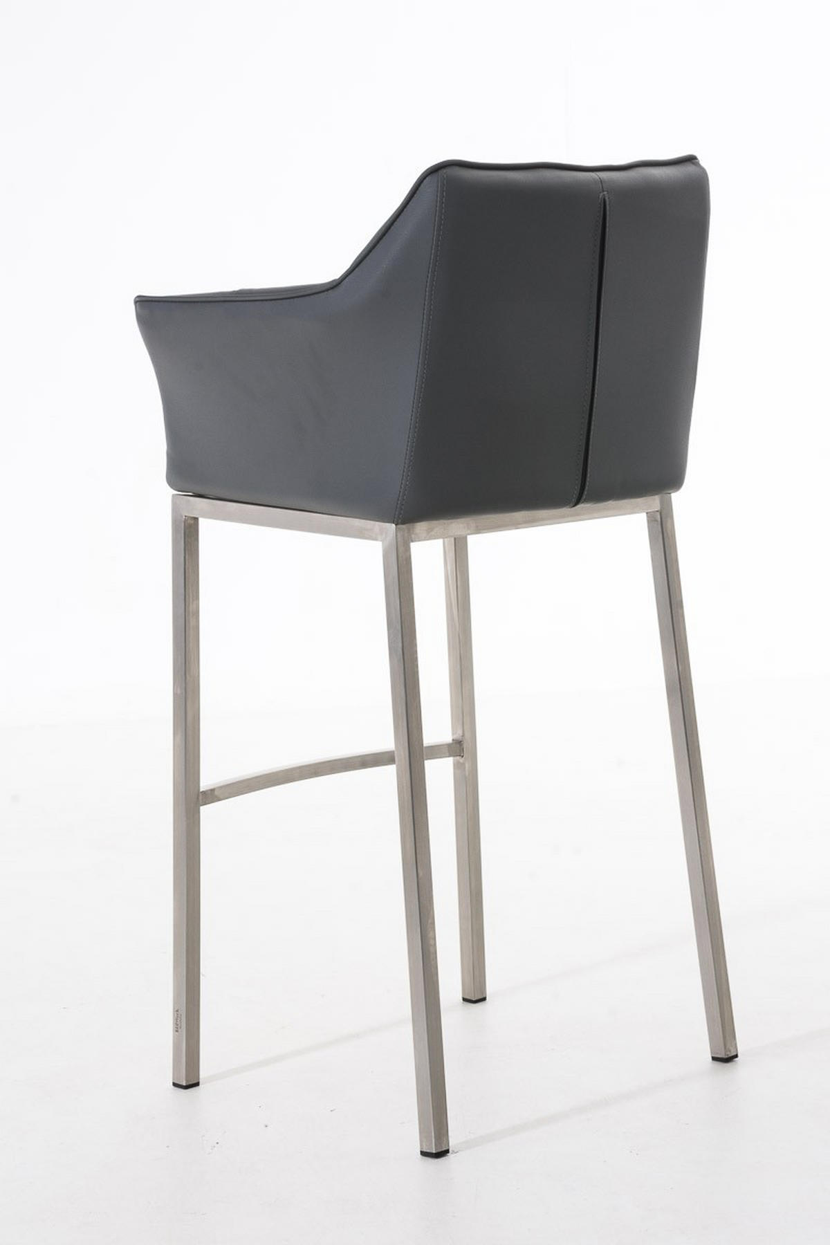 BARHOCKER Damaso 110x64x48 cm grau - Grau, Leder (64/110/48cm) - furnicato