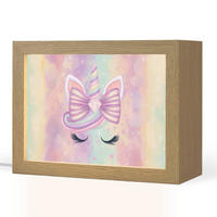 NACHTTISCHLAMPE Einhorn - Glitzer - Regenbogen - Pastell 20x15 cm - Hellrosa, Holzwerkstoff (8/20/15cm)