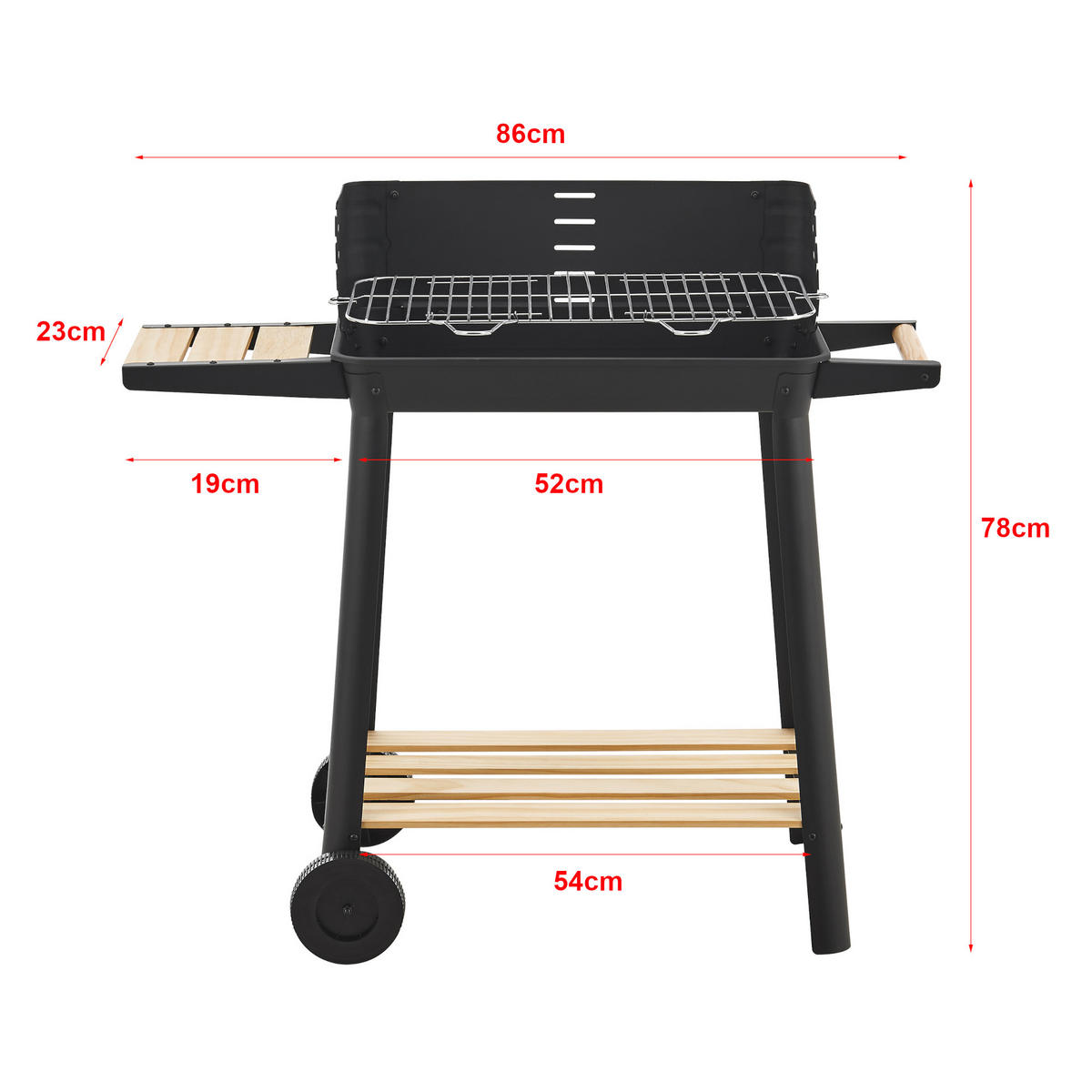 GRILLWAGEN Ari - Schwarz, Metall (86/78/30cm) - casa.pro