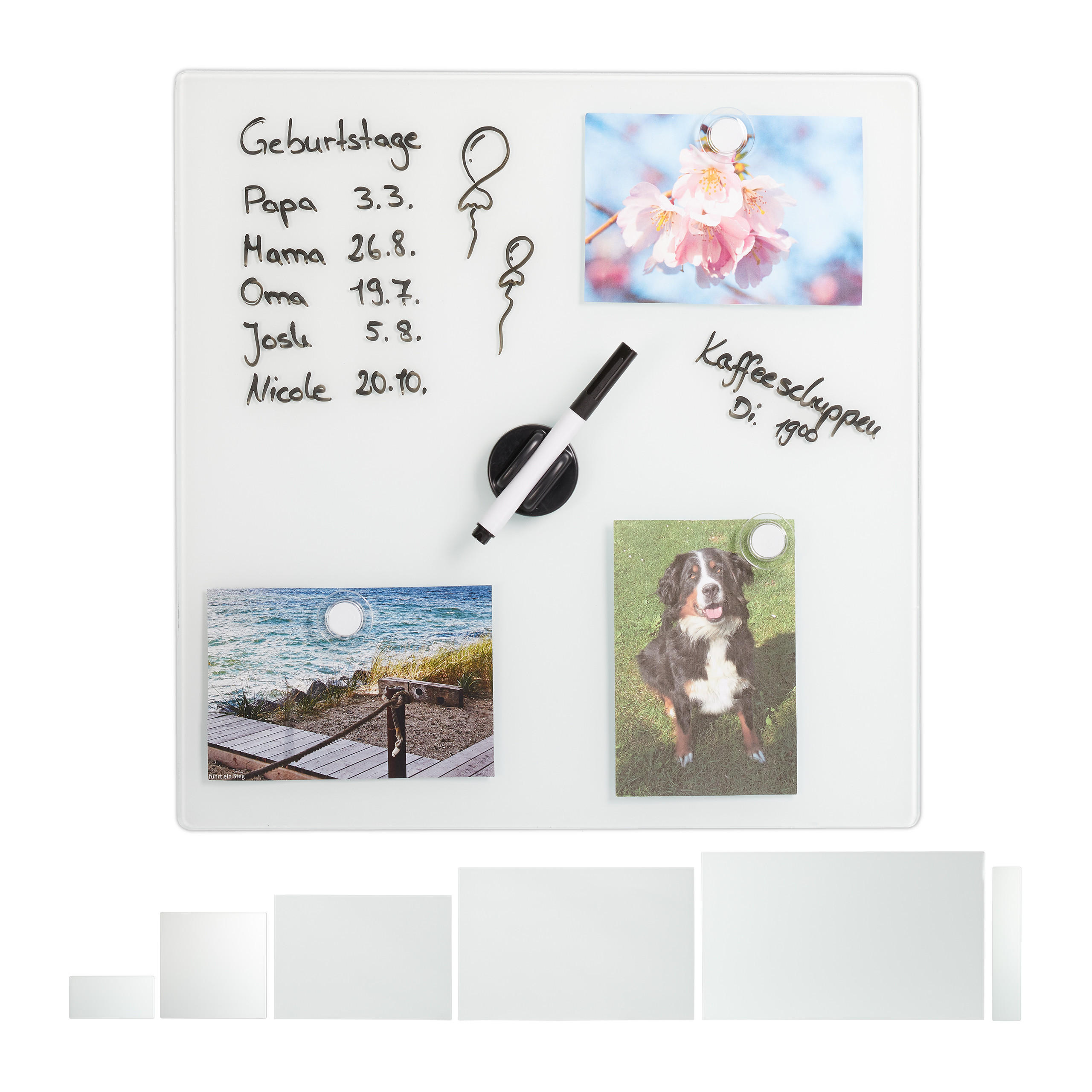GLAS-MAGNETBOARD - Weiß, Glas/Metall (40/40/0.4cm) - Relaxdays