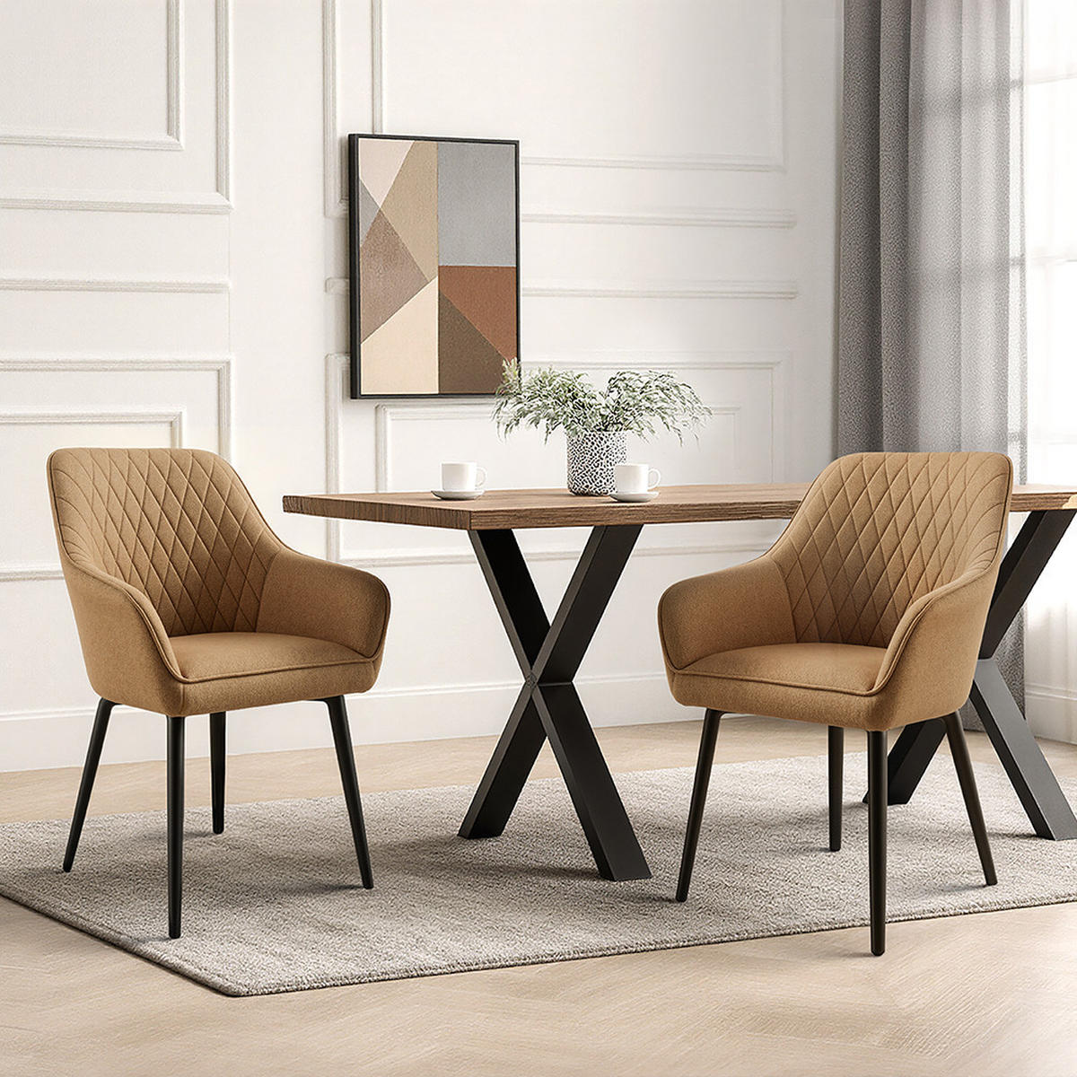 ARMLEHNSTUHL-SET 2 Stück in Stoff(YZ8) - Champagner, Textil (59/78/65cm) - HOMAVO