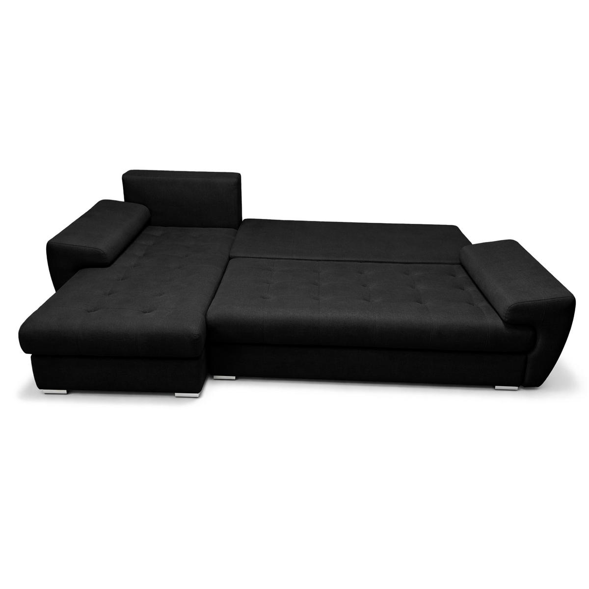 ECKSOFA L Form Manisa Schwarz 234/145/83 cm Links mit Schlaffunktion - Silberfarben/Schwarz, Kunststoff/Textil (145/234cm) - AX Living