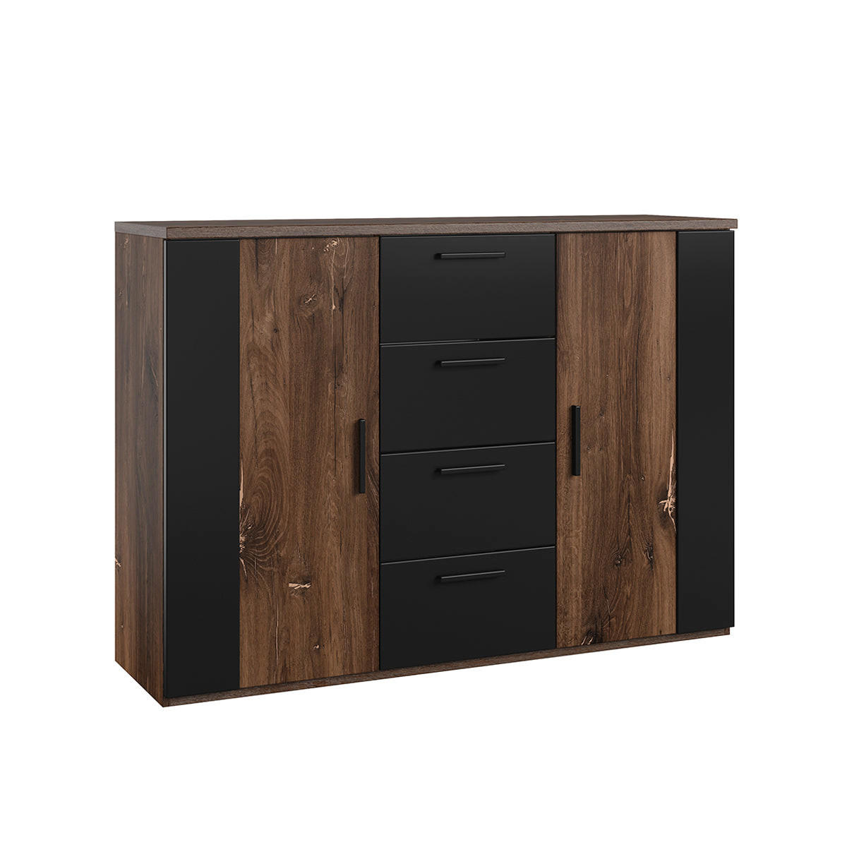 KOMMODE Alec Dunkles Holz und Schwarz - Schwarz, Holzwerkstoff (132/94.1/40cm) - Petits-meubles
