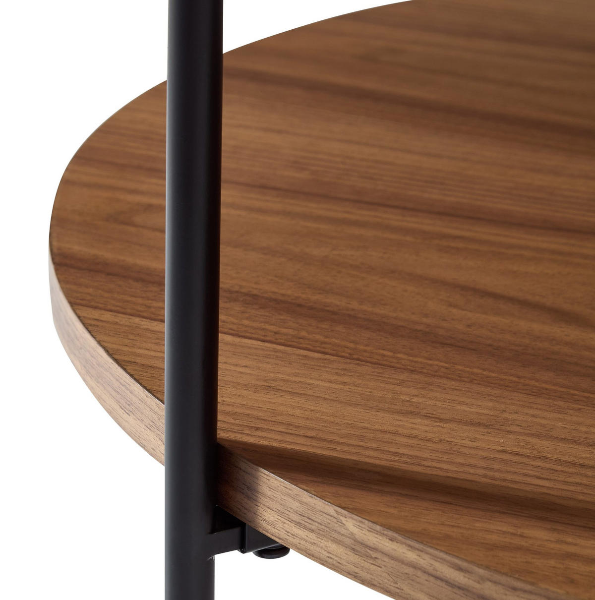 BEISTELLTISCH 44/44/48 cm mit 2-stufigem Tablett-Design und Metallbeinen, Massivholz & MDF, Walnuss - Walnussfarben, Holzwerkstoff (44/44/48cm) - Redom