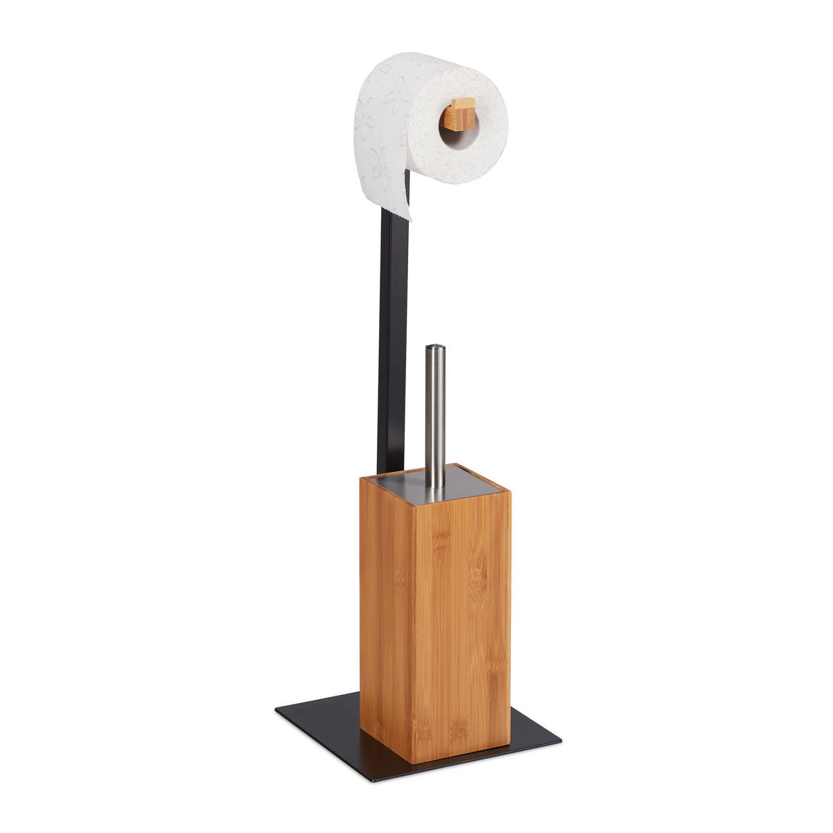 WC Garnitur - Multicolor, Holz/Metall (20/60/20cm) - Relaxdays