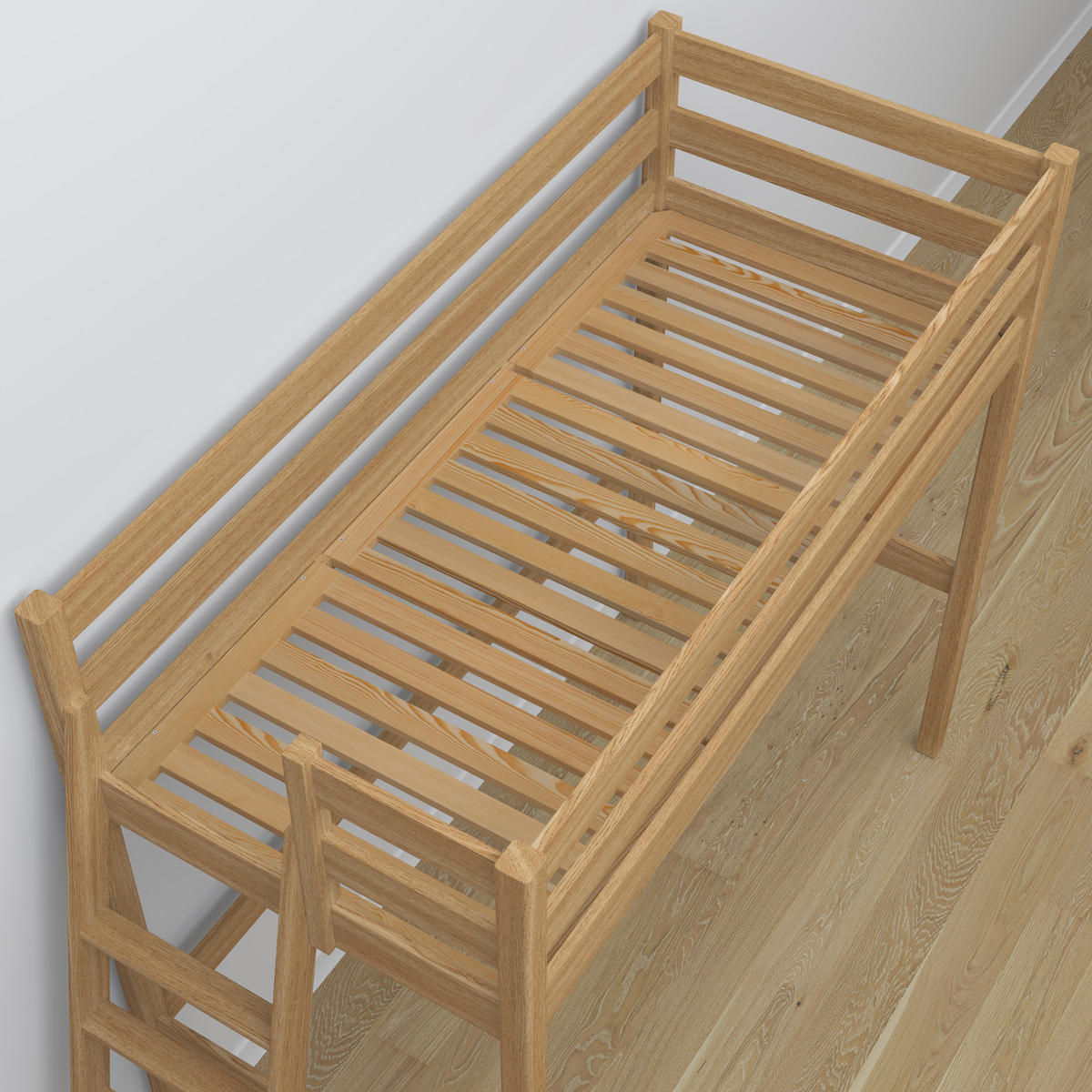 HOCHBETT N02 mit Schreibtisch Eiche Natur 80/200 - Eiche Artisan, Naturmaterialien/Holz (80/200cm) - N-Wood