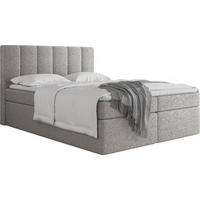 BOXBETT Amira mit Bettkasten, Boucle Grau 180/200 cm – 7-Zonen Taschenfederkern-Matratze & Komfortschaum-Topper - Hellgrau/Schwarz, Holz/Holzwerkstoff (180/200cm) - WFL GROUP