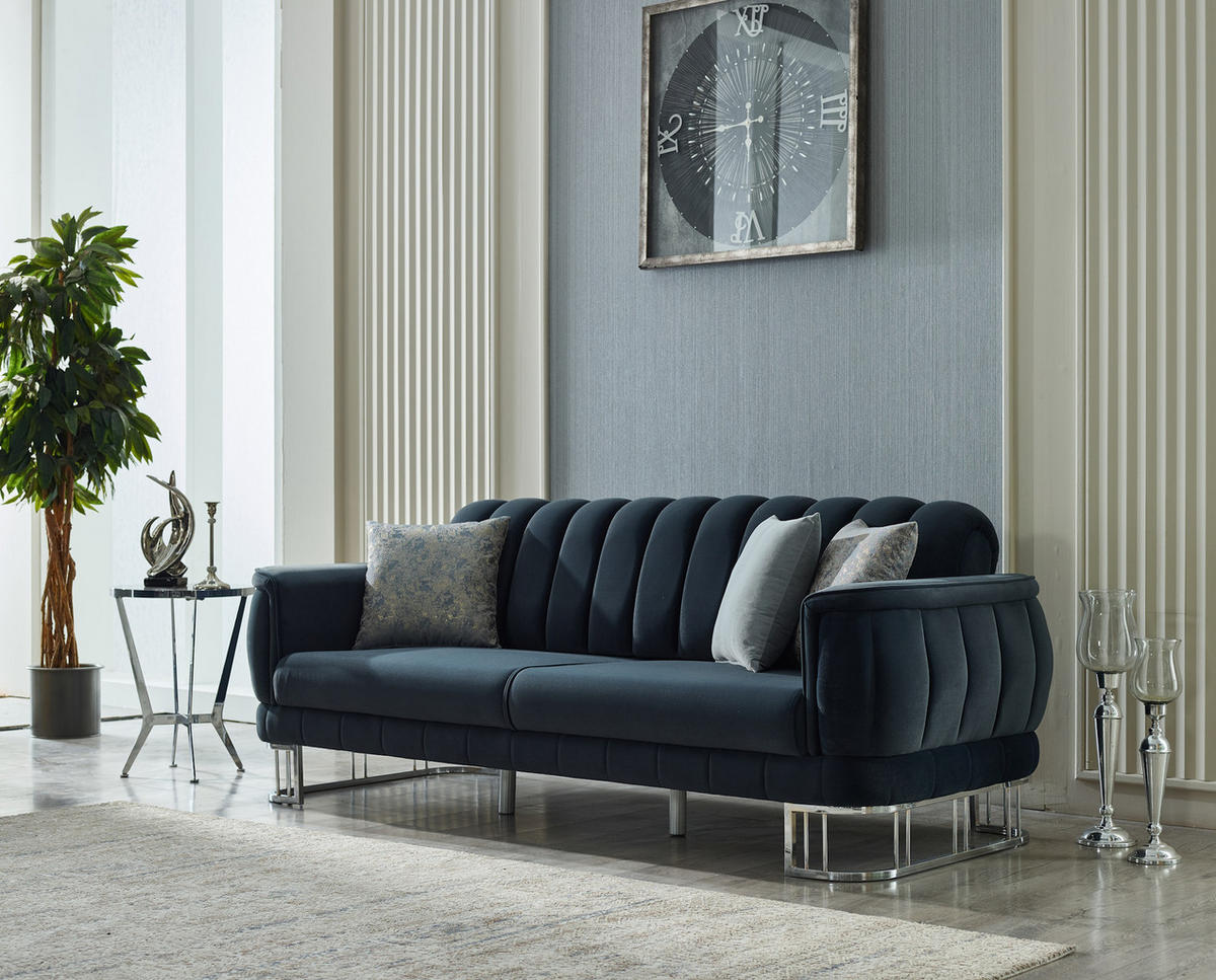 SITZGARNITUR Apollon Anthrazit Stellvariante:3+3 - Anthrazit, Holz/Textil (230/85/95cm) - Villa Möbel