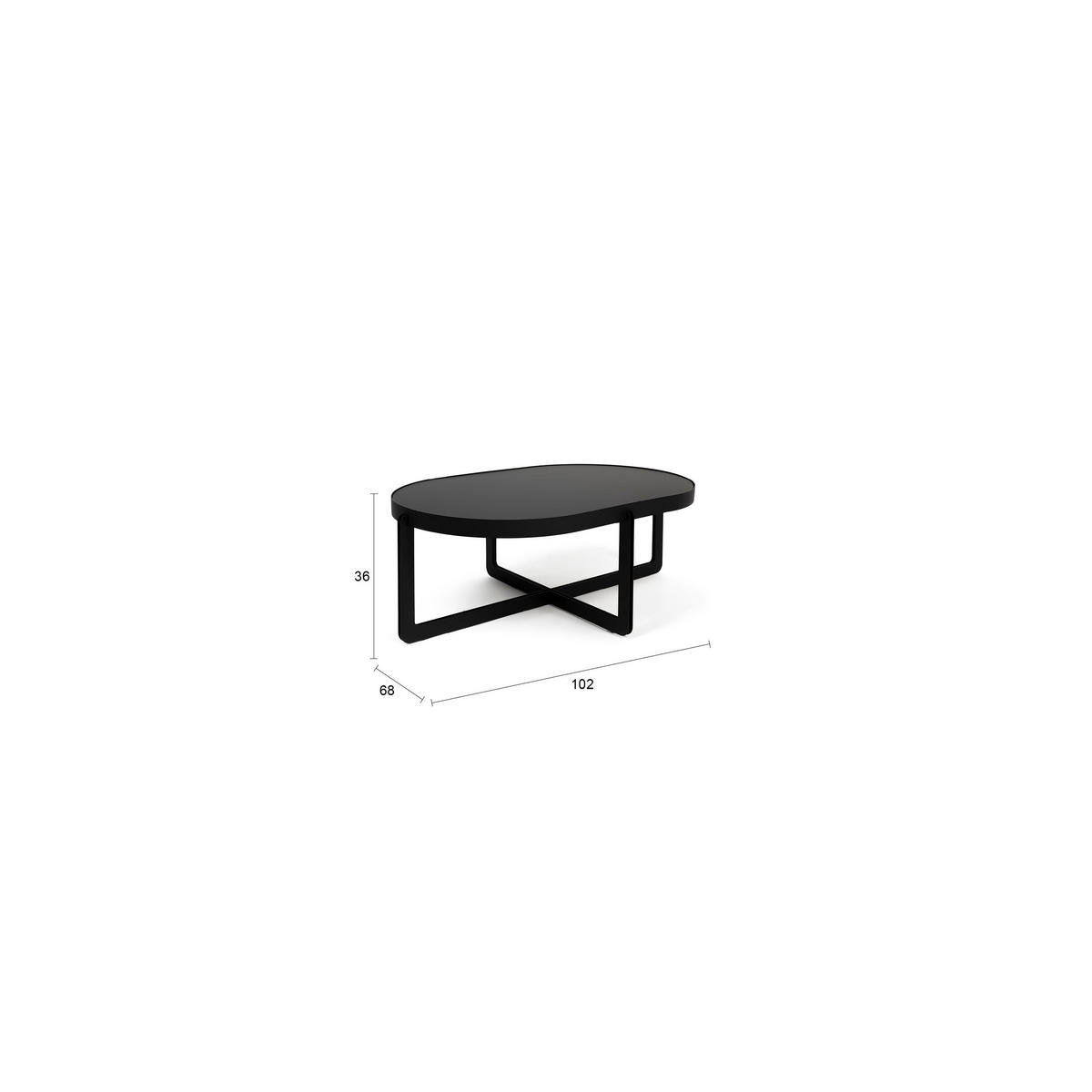 COUCHTISCH Centre Oval 102x68 cm Schwarz - Schwarz, Metall (102/68/36cm) - Zuiver
