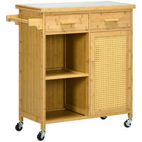 KÜCHENINSEL Servierwagen mit Schublade und Schrank, MIT GLASPLATTE, 84/36/85 cm - Naturfarben, Holzwerkstoff (36/85/84cm) - Rolipo