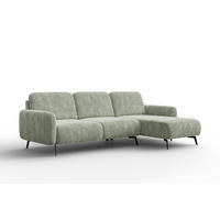 ECKSOFA FEBE 4-Sitzer RECHTS, hellgrüner Chenille-Stoff - Schwarz/Hellgrün, Holz/Textil (264/157cm) - Wozimo