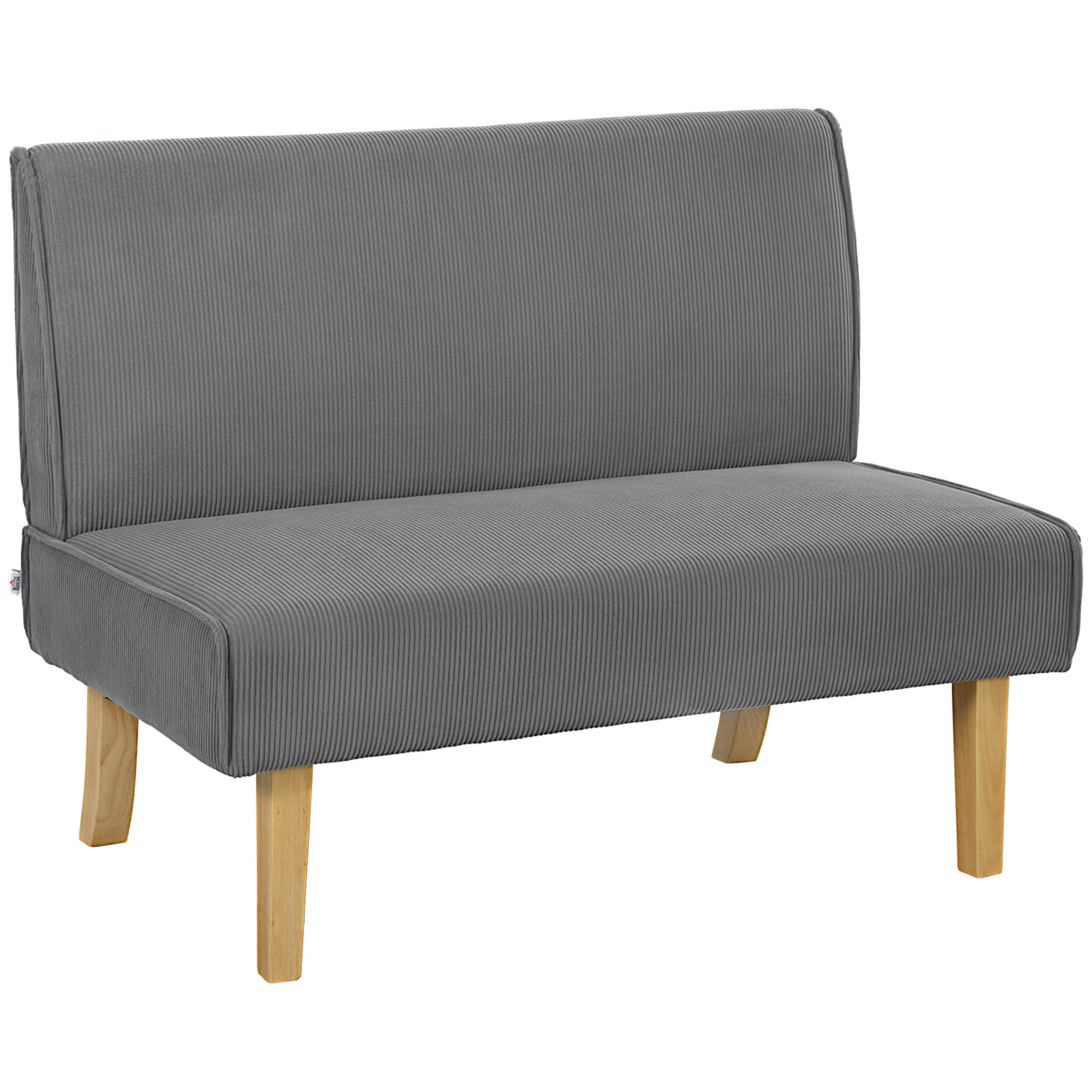SOFA 2 Sitzer, mit Cord-Optik, 110 x 62 x 85 cm, Grau - Grau, Textil (110/85/62cm) - HOMCOM