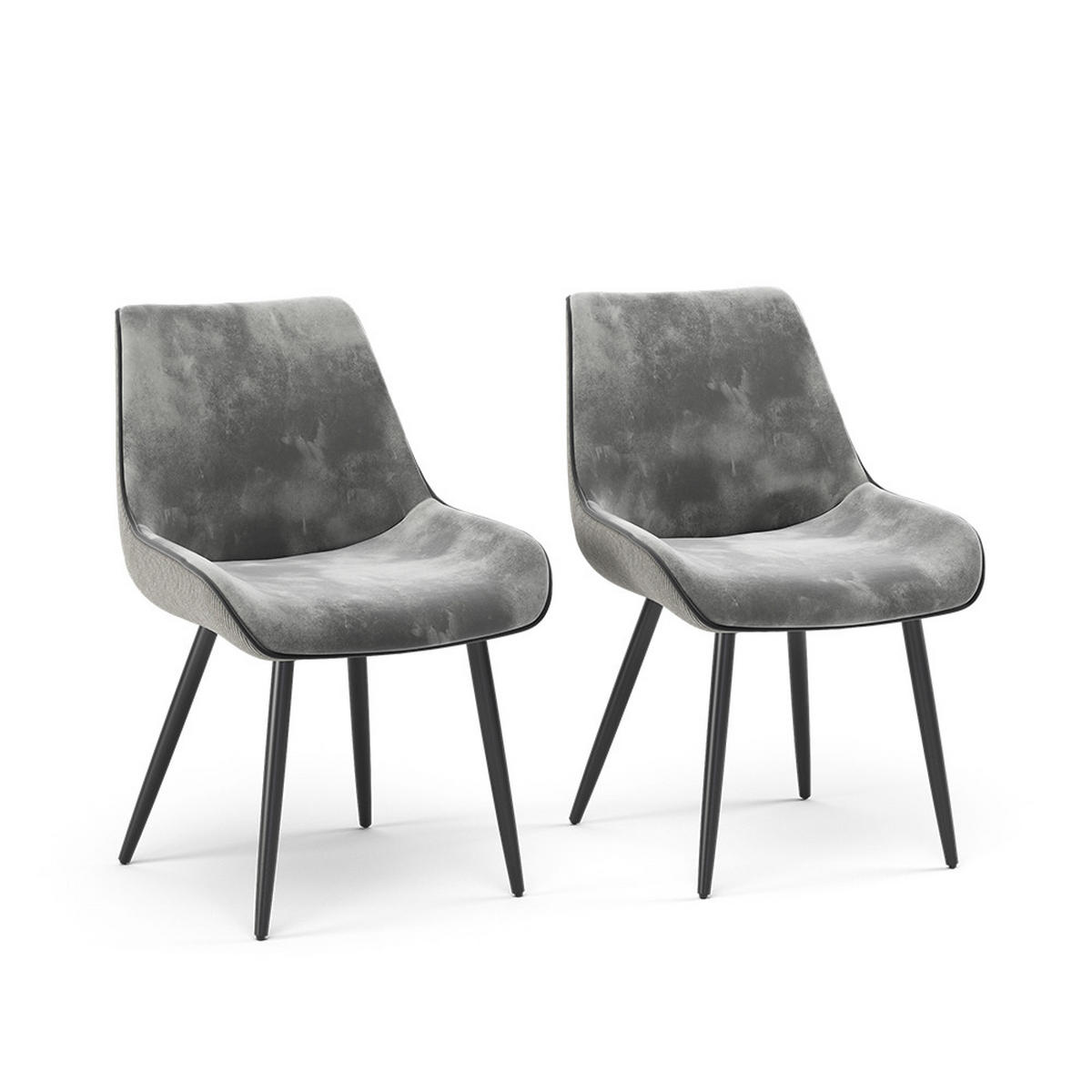 ESSZIMMERSTUHL Eleganza Grau 2er Set - Hellgrau, Metall (53.5/85/59cm) - Vicco