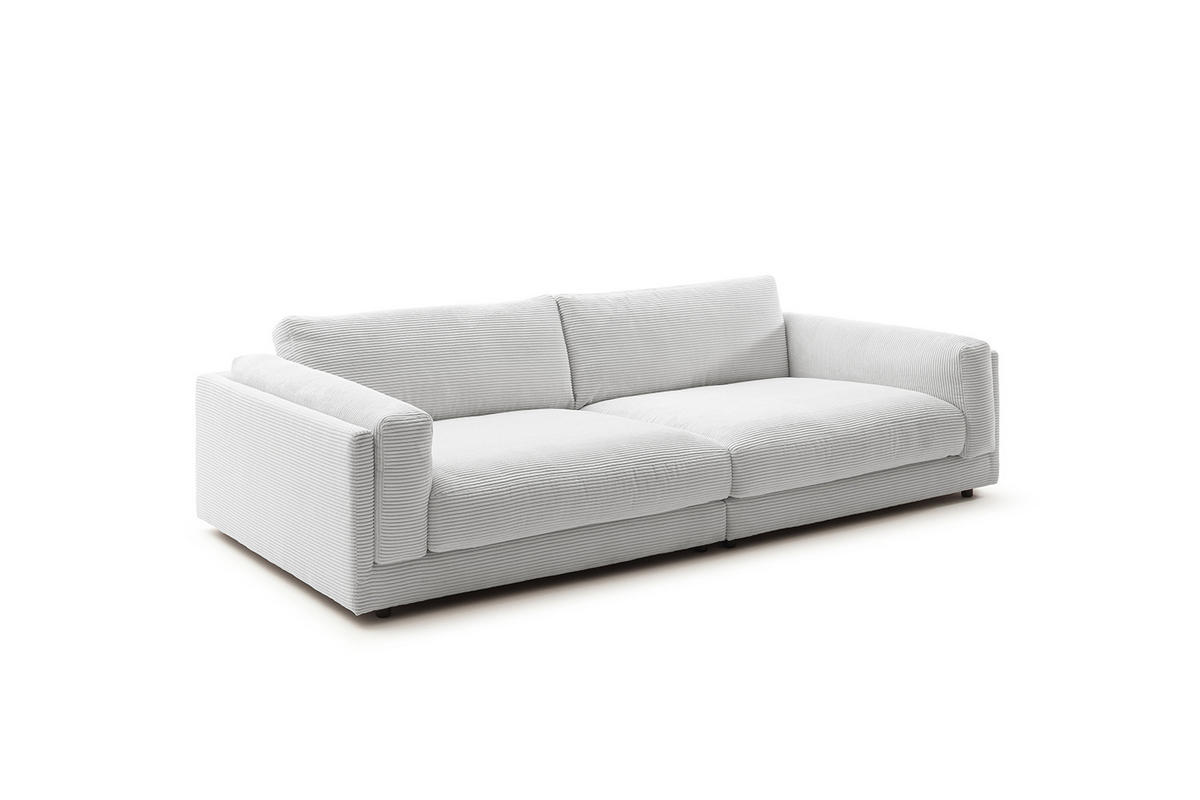 BIG SOFA RAINA Hellgrau Cord - Hellgrau/Schwarz, Kunststoff/Textil (254/85/150cm) - KAWOLA