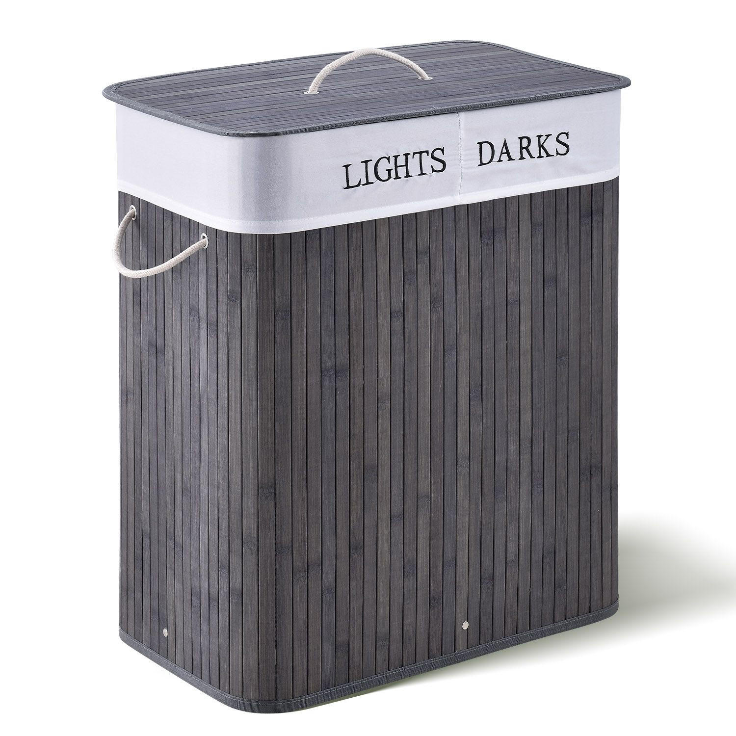 WÄSCHEKORB Curly 100 L grau - Grau, Holz (52/63/32cm) - Juskys