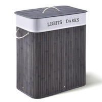 WÄSCHEKORB Curly 100 L grau - Grau, Holz (52/63/32cm) - Juskys