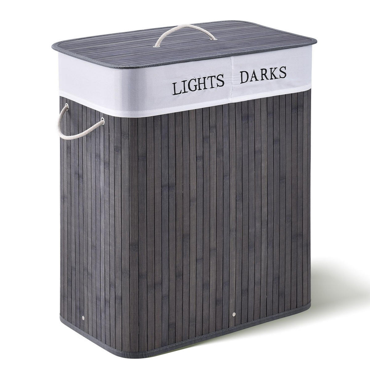 WÄSCHEKORB Curly 100 L grau - Grau, Holz (52/63/32cm) - Juskys