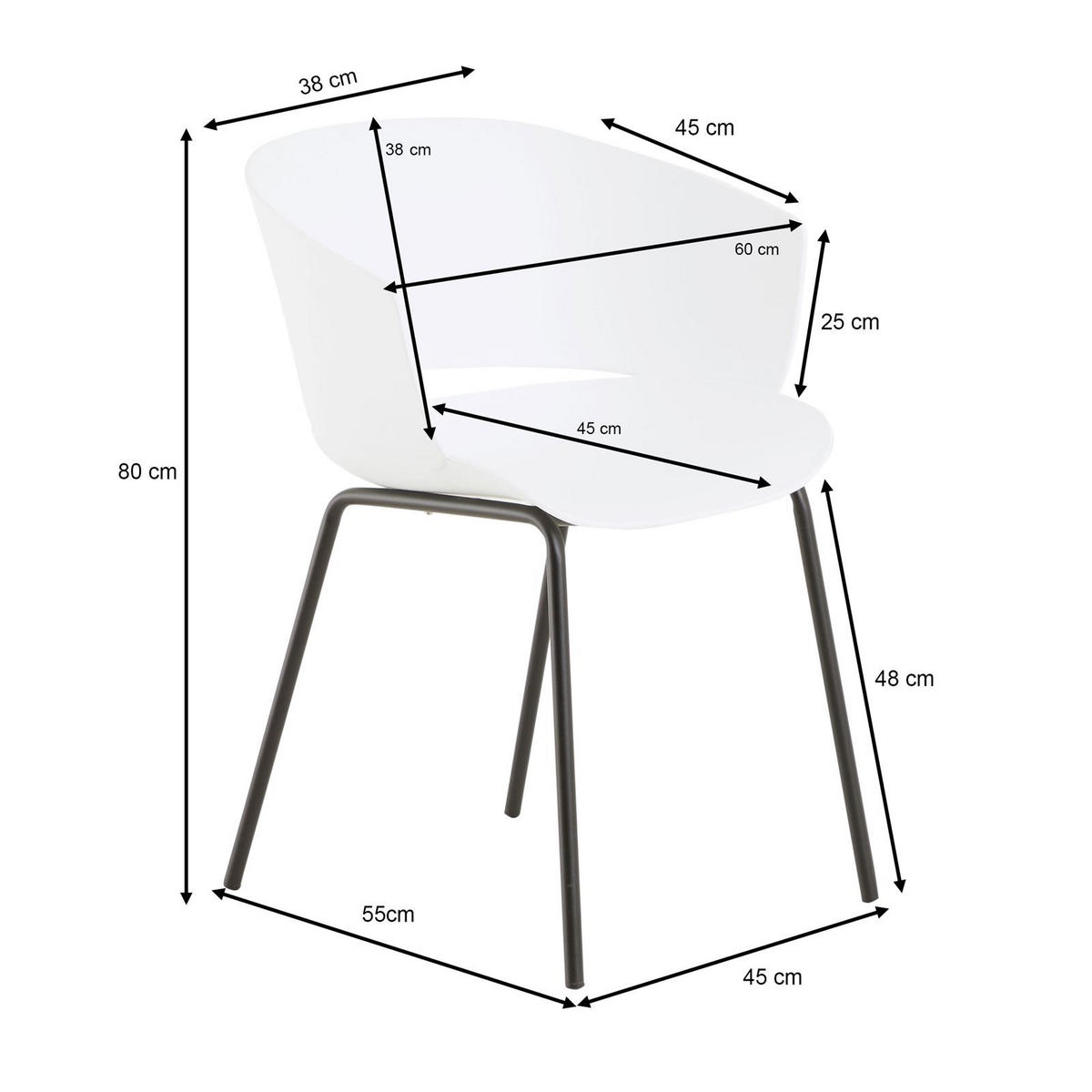 GARTENSTÜHLE NIVEL 4er-Set weiß - Weiß, Textil (60/80/56cm) - IDIMEX