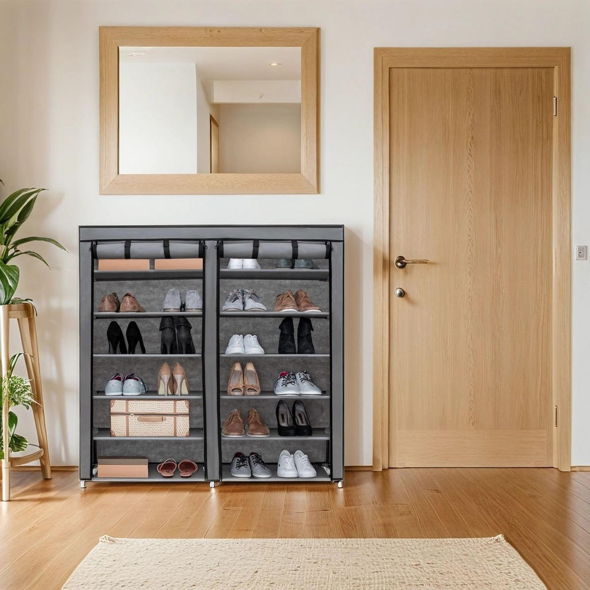 FALTSCHRANK 120x30x110 cm - Grau, Textil (30/115/116cm) - Intirilife