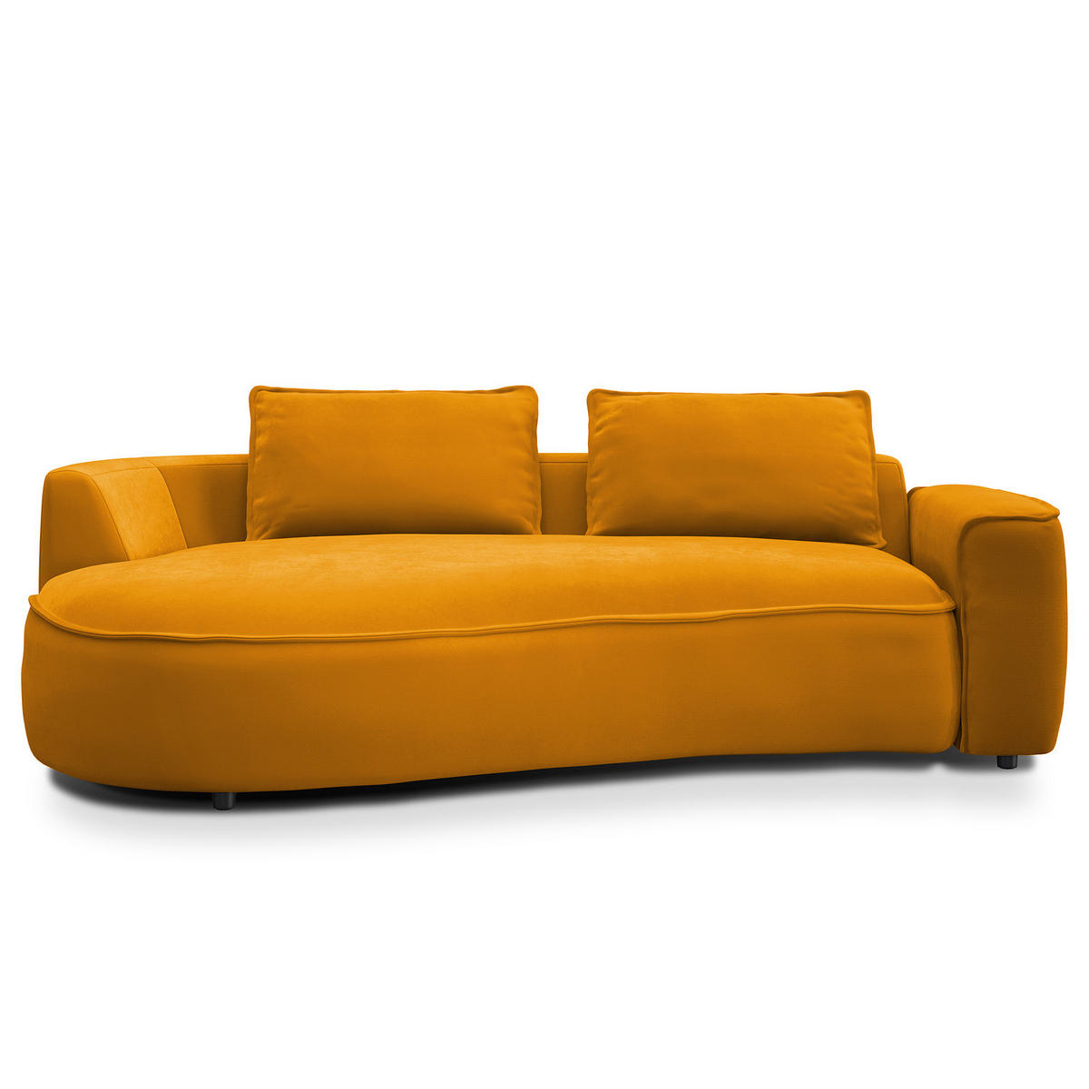 2,5-SITZER SOFA - Schwarz/Orange, Kunststoff/Textil (217/82/146cm) - home24