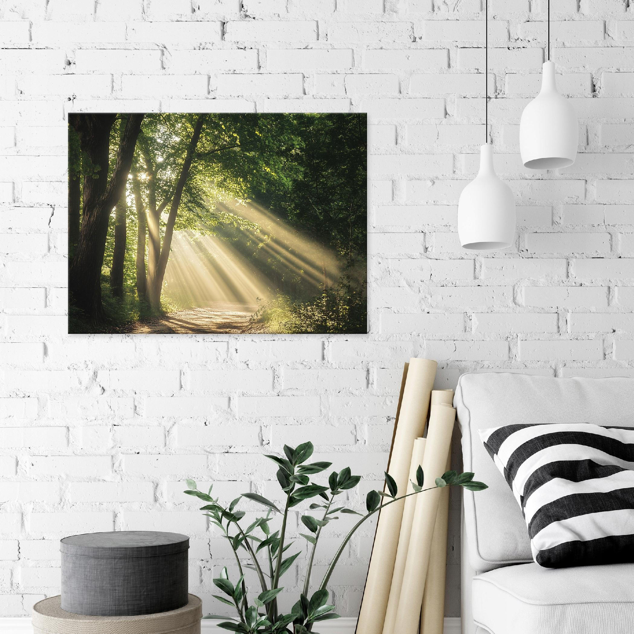 LEINWANDBILD Wald Natur Modern Wohnzimmer 100x70 - Multicolor, Holzwerkstoff (100/70cm) - Wallarena
