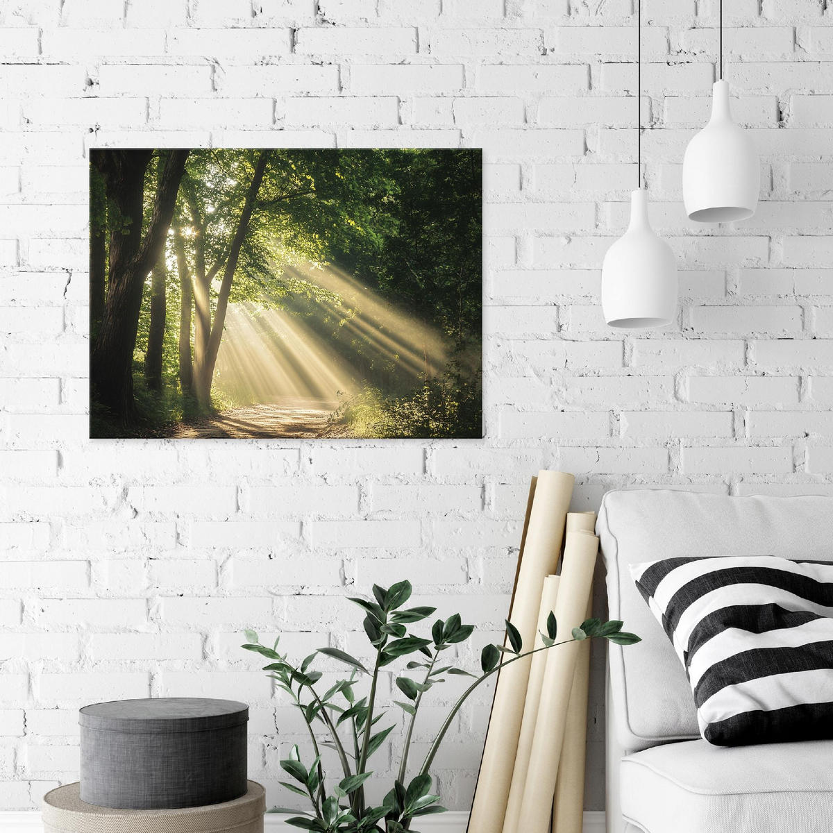 LEINWANDBILD Wald Natur Modern Wohnzimmer 60x40 - Multicolor, Holzwerkstoff (60/40cm) - Wallarena