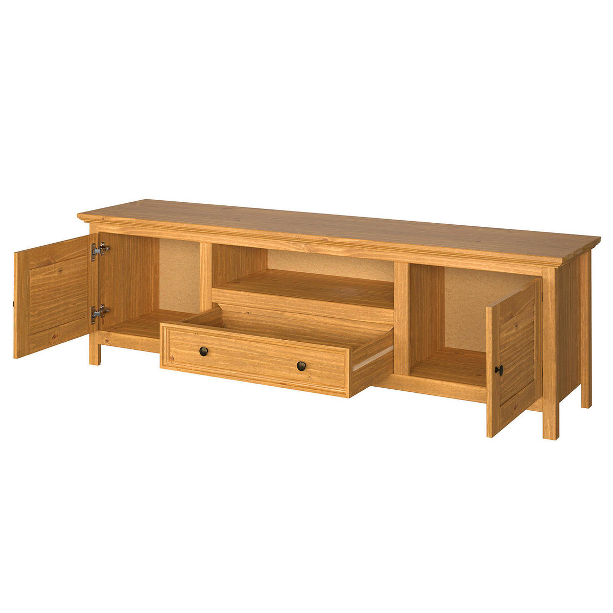 MASSIVES TV-LOWBOARD - Kiefer massiv - 180 cm - Braun/Kieferfarben, Holz/Metall (180/55/42cm) - home24