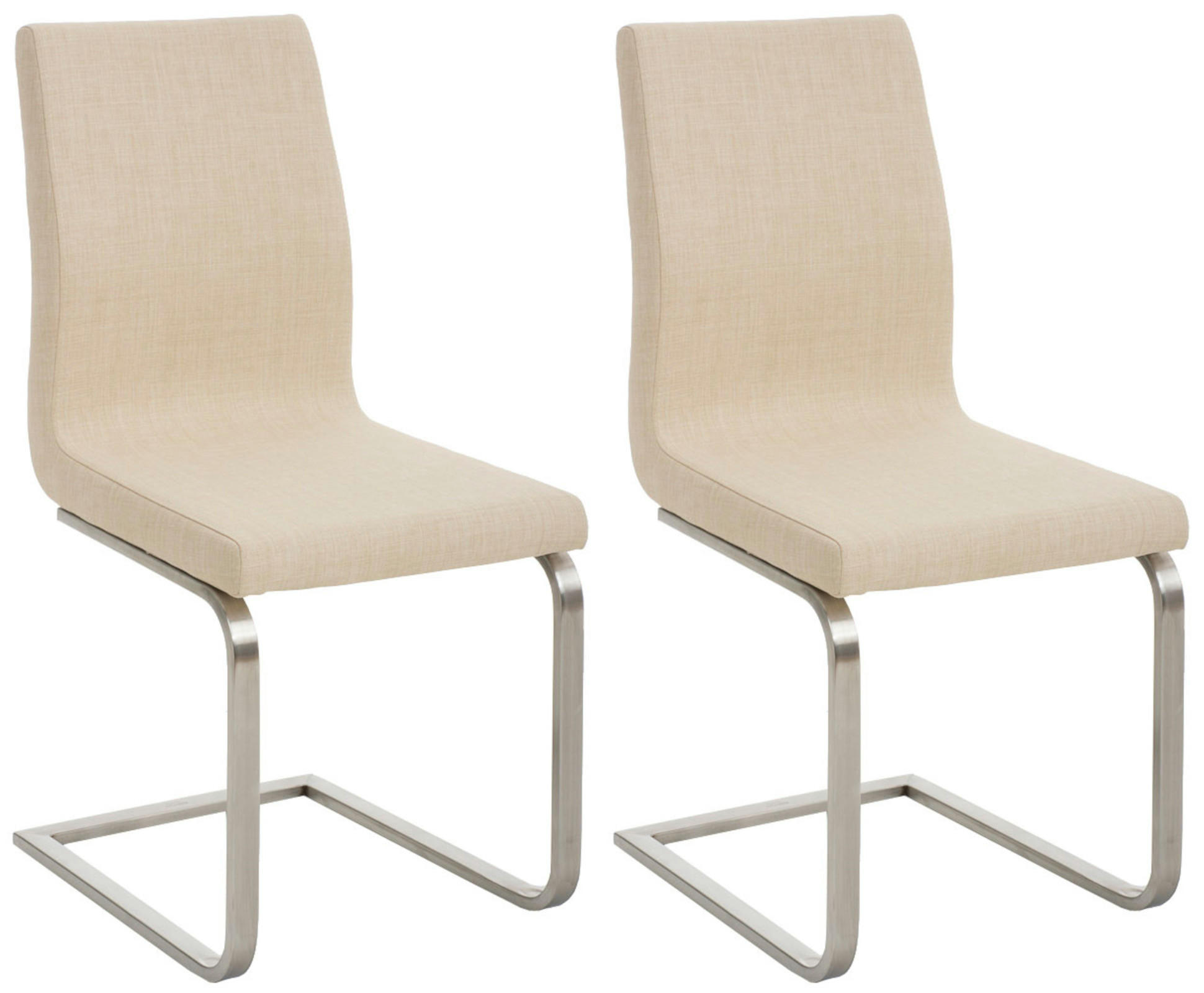 SCHWINGSTUHL 2er Set Stoff Creme - Edelstahlfarben/Creme, Textil/Metall (40/90/50cm) - CLP