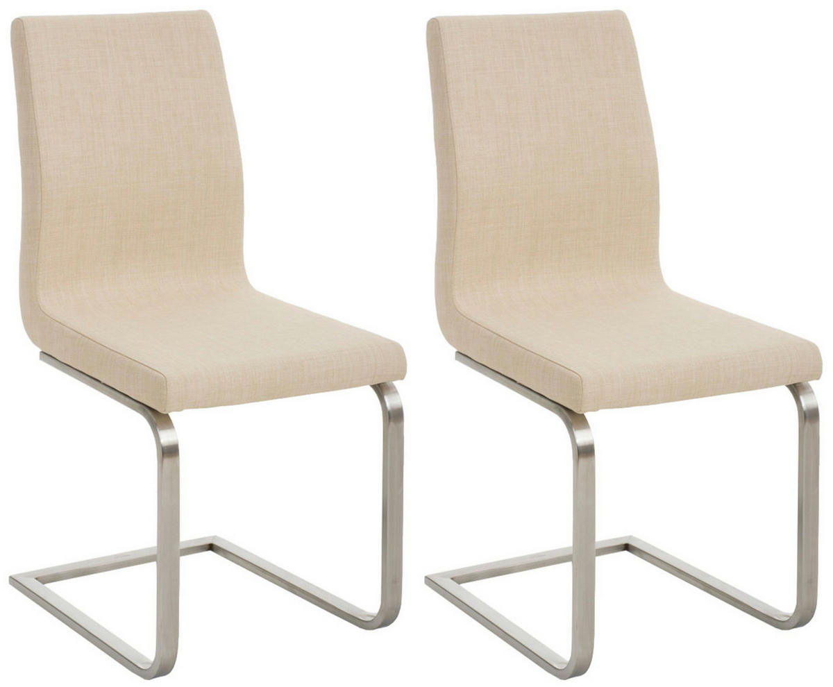 SCHWINGSTUHL 2er Set Stoff Creme - Edelstahlfarben/Creme, Textil/Metall (40/90/50cm) - CLP