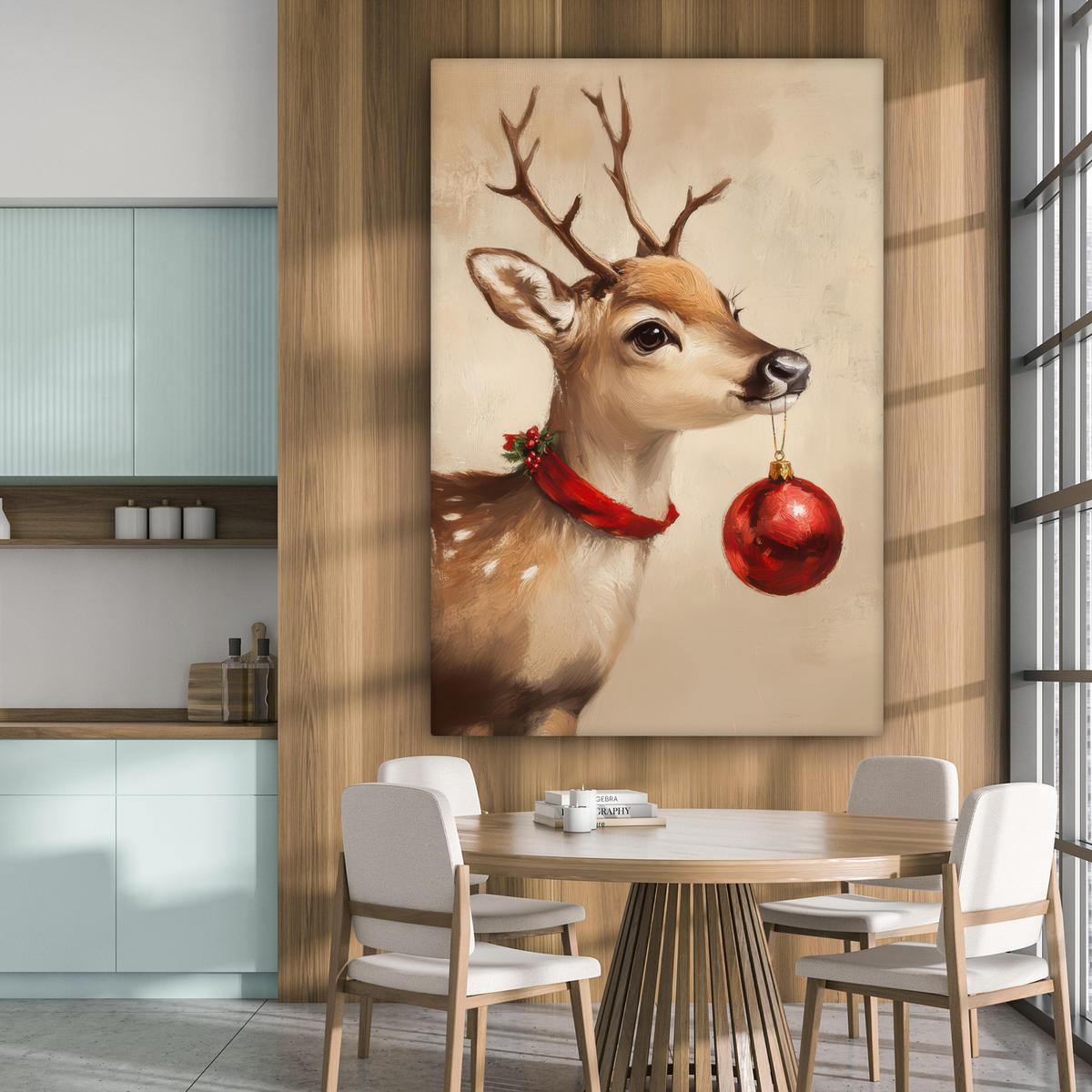 SLIKA NA PLATNU Božič 90x140 cm - svetlo rjava, tekstil (90/140cm) - MuchoWow