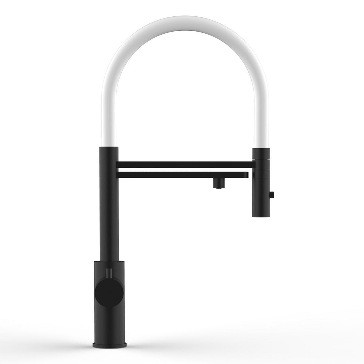 5-WEGE-KÜCHENARMATUR, Edelstahl Massiv aus Chirurgenstahl, PVD Schwarz Matt, 2-Strahl-Brause - Schwarz, Metall (33/52.5/33cm) - VIZIO