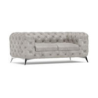 CHESTERFIELD-SOFA 2-Sitzer Quantum Grau Samt - Silberfarben/Grau, Holz/Textil (185/75/100cm) - S-Style Möbel