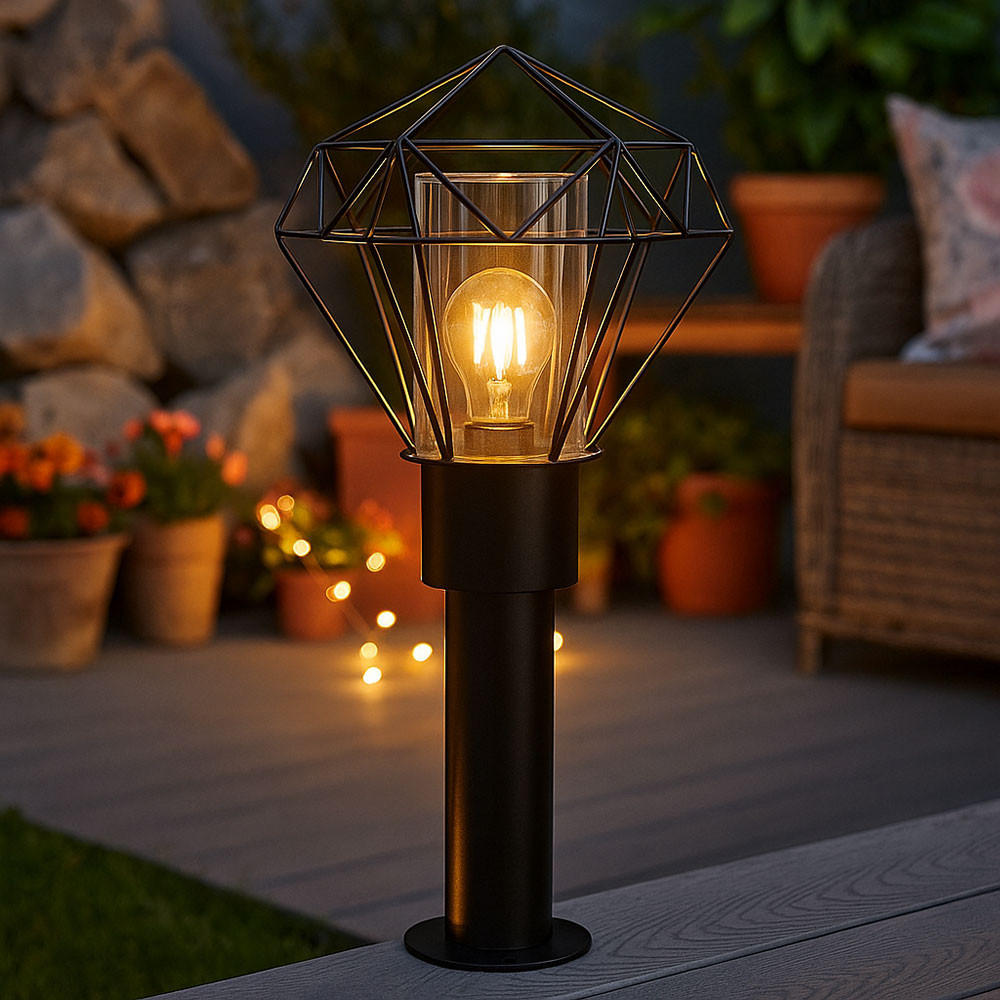 STEHLEUCHTE HORACE Edelstahl Schwarz - Schwarz, Metall (22.5/25.5/50cm) - Globo Lighting