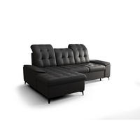 ECKSOFA KONGO RBN18, Eckcouch in L-Form mit Schlaffunktion, Farbe: Schwarz, Kunstleder, Ottomane Links - Schwarz, Textil (257/172cm) - O-Sofa
