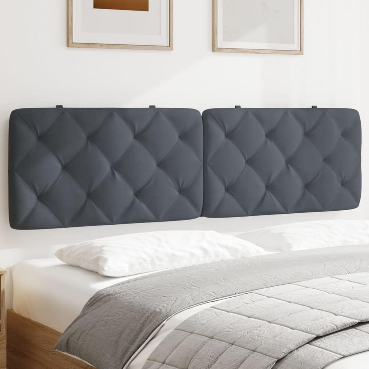 KOPFTEIL-KISSEN Dunkelgrau 180 Cm Samt - Grau, Naturmaterialien - vidaXL
