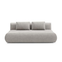 BETTSOFA ATOMO Beige Chenille-Stoff mit Schlaffunktion - Beige, Holz (217/82/134cm) - MASSENO