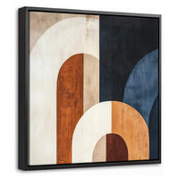 LEINWAND Bilder mit Rahmen - Abstrakt - Formen - Dunkelblau - 20x20 - Cognac, Textil (20/20cm) - MuchoWow