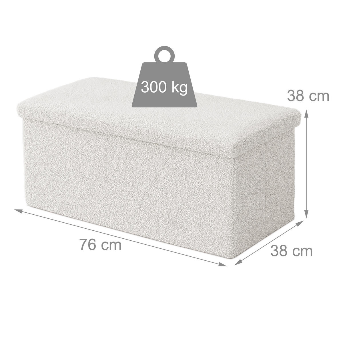 SITZBANK - Weiß, Holzwerkstoff/Textil (38/76/38cm) - Relaxdays