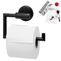 TOILETTENPAPIERHALTER PIAZZA BLACK, Glas schwarz, Edelstahl, inkl. Klebeset - Schwarz, Metall (15.5/11/6cm) - bremermann